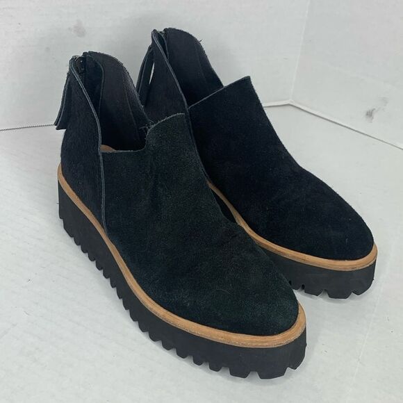 All Black suede calf hair platform threaded booties - Picture 1 of 10